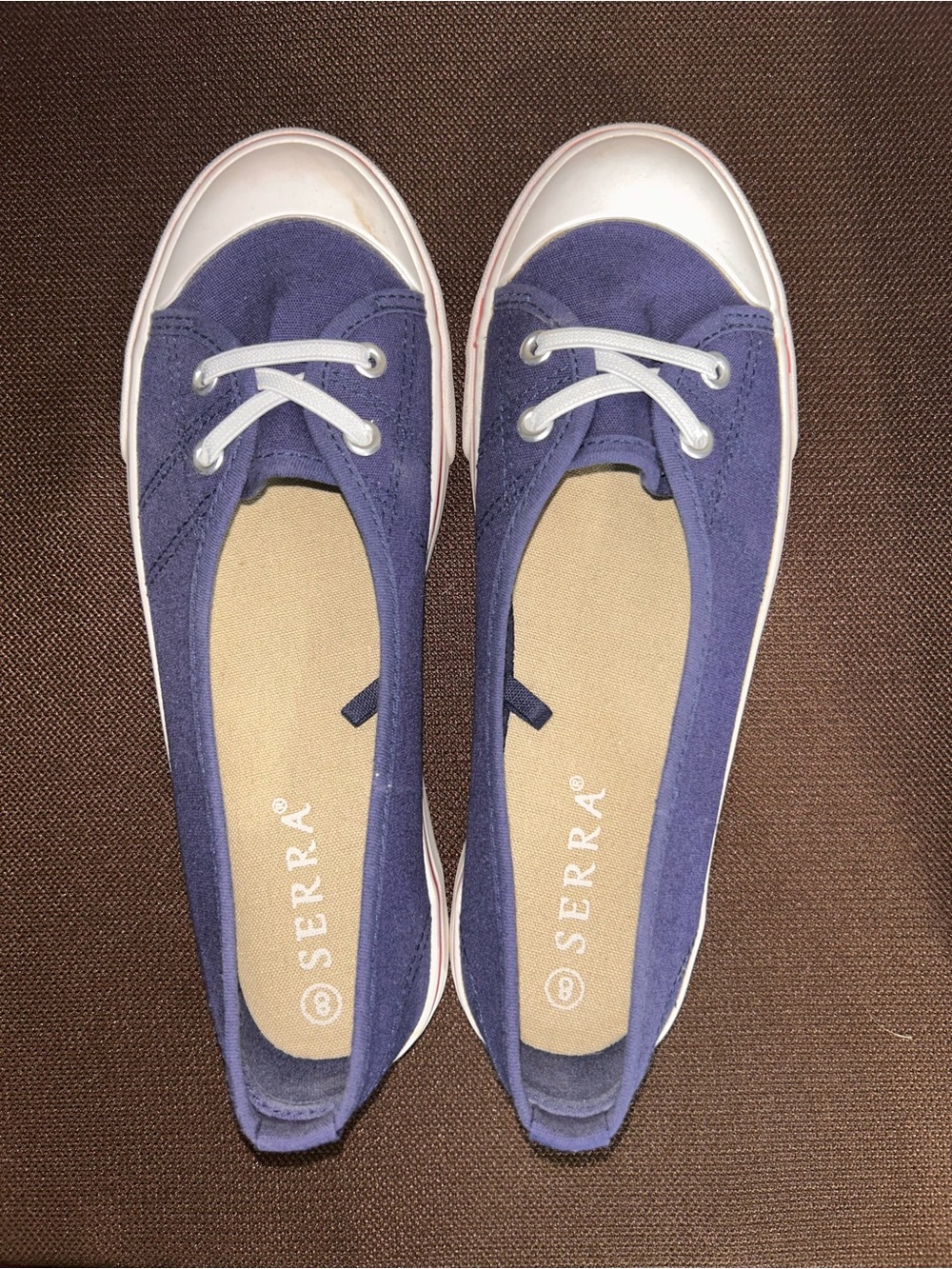 Serra Navy Canvas Slip-On Flats with White Cap